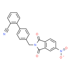 ChemSpider 2D Image | 4'-[(5-Nitro-1,3-dioxo-1,3-dihydro-2H-isoindol-2-yl)methyl]-2-biphenylcarbonitrile | C22H13N3O4