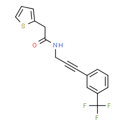 ChemSpider 2D Image | 2-(2-Thienyl)-N-{3-[3-(trifluoromethyl)phenyl]-2-propyn-1-yl}acetamide | C16H12F3NOS