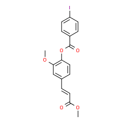 ChemSpider 2D Image | 2-Methoxy-4-[(1E)-3-methoxy-3-oxo-1-propen-1-yl]phenyl 4-iodobenzoate | C18H15IO5