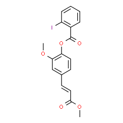 ChemSpider 2D Image | 2-Methoxy-4-[(1E)-3-methoxy-3-oxo-1-propen-1-yl]phenyl 2-iodobenzoate | C18H15IO5