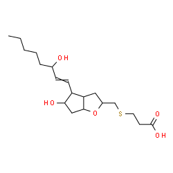 ChemSpider 2D Image | 3-({[5-Hydroxy-4-(3-hydroxy-1-octen-1-yl)hexahydro-2H-cyclopenta[b]furan-2-yl]methyl}sulfanyl)propanoic acid | C19H32O5S