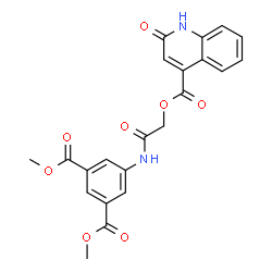 ChemSpider 2D Image | Dimethyl 5-[({[(2-oxo-1,2-dihydro-4-quinolinyl)carbonyl]oxy}acetyl)amino]isophthalate | C22H18N2O8