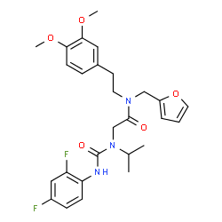 ChemSpider 2D Image | N~2~-[(2,4-Difluorophenyl)carbamoyl]-N-[2-(3,4-dimethoxyphenyl)ethyl]-N-(2-furylmethyl)-N~2~-isopropylglycinamide | C27H31F2N3O5