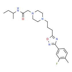 ChemSpider 2D Image | N-sec-Butyl-2-(4-{3-[3-(3-fluoro-4-methylphenyl)-1,2,4-oxadiazol-5-yl]propyl}-1-piperazinyl)acetamide | C22H32FN5O2