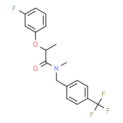 ChemSpider 2D Image | 2-(3-Fluorophenoxy)-N-methyl-N-[4-(trifluoromethyl)benzyl]propanamide | C18H17F4NO2