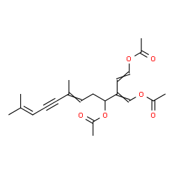 ChemSpider 2D Image | 3-(Acetoxymethylene)-7,11-dimethyl-1,6,10-dodecatrien-8-yne-1,4-diyl diacetate | C21H26O6