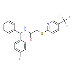 ChemSpider 2D Image | N-[(4-Fluorophenyl)(phenyl)methyl]-2-{[5-(trifluoromethyl)-2-pyridinyl]sulfanyl}acetamide | C21H16F4N2OS