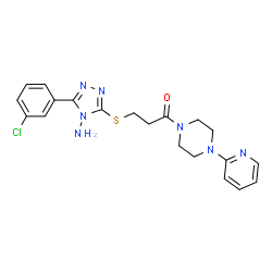 ChemSpider 2D Image | 3-{[4-Amino-5-(3-chlorophenyl)-4H-1,2,4-triazol-3-yl]sulfanyl}-1-[4-(2-pyridinyl)-1-piperazinyl]-1-propanone | C20H22ClN7OS