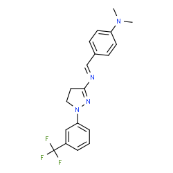 ChemSpider 2D Image | N,N-Dimethyl-4-[(E)-({1-[3-(trifluoromethyl)phenyl]-4,5-dihydro-1H-pyrazol-3-yl}imino)methyl]aniline | C19H19F3N4