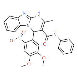 ChemSpider 2D Image | 4-(4,5-Dimethoxy-2-nitrophenyl)-2-methyl-N-phenyl-1,4-dihydropyrimido[1,2-a]benzimidazole-3-carboxamide | C26H23N5O5