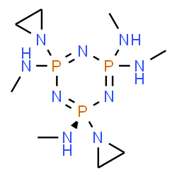 ChemSpider 2D Image | 4,6-Bis(1-aziridinyl)-N~2~,N~2~,N~4~,N~6~-tetramethyl-1,3,5,2lambda~5~,4lambda~5~,6lambda~5~-triazatriphosphinine-2,2,4,6-tetramine | C8H24N9P3