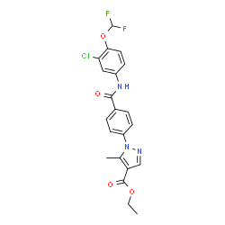 ChemSpider 2D Image | Ethyl 1-(4-{[3-chloro-4-(difluoromethoxy)phenyl]carbamoyl}phenyl)-5-methyl-1H-pyrazole-4-carboxylate | C21H18ClF2N3O4