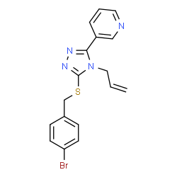 ChemSpider 2D Image | 3-{4-Allyl-5-[(4-bromobenzyl)sulfanyl]-4H-1,2,4-triazol-3-yl}pyridine | C17H15BrN4S