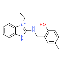 ChemSpider 2D Image | 3-Ethyl-2-[(2-hydroxy-5-methylbenzyl)amino]-1H-3,1-benzimidazol-3-ium | C17H20N3O