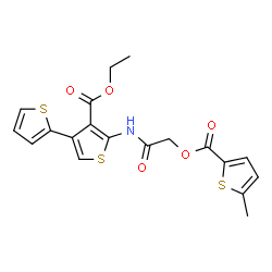 ChemSpider 2D Image | Ethyl 5'-[({[(5-methyl-2-thienyl)carbonyl]oxy}acetyl)amino]-2,3'-bithiophene-4'-carboxylate | C19H17NO5S3