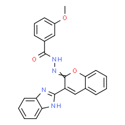 ChemSpider 2D Image | N'-[3-(1H-Benzimidazol-2-yl)-2H-chromen-2-ylidene]-3-methoxybenzohydrazide | C24H18N4O3