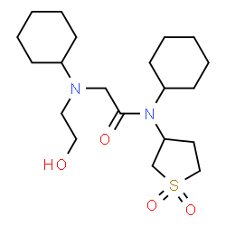 ChemSpider 2D Image | N,N~2~-Dicyclohexyl-N-(1,1-dioxidotetrahydro-3-thiophenyl)-N~2~-(2-hydroxyethyl)glycinamide | C20H36N2O4S