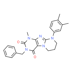 ChemSpider 2D Image | 3-Benzyl-9-(3,4-dimethylphenyl)-1-methyl-6,7,8,9-tetrahydropyrimido[2,1-f]purine-2,4(1H,3H)-dione | C24H25N5O2
