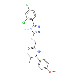 ChemSpider 2D Image | 2-{[4-Amino-5-(2,4-dichlorophenyl)-4H-1,2,4-triazol-3-yl]sulfanyl}-N-[1-(4-methoxyphenyl)-2-methylpropyl]acetamide | C21H23Cl2N5O2S