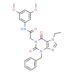 ChemSpider 2D Image | 2-(3-Benzyl-7-ethyl-2,6-dioxo-2,3,6,7-tetrahydro-1H-purin-1-yl)-N-(3,5-dimethoxyphenyl)acetamide | C24H25N5O5