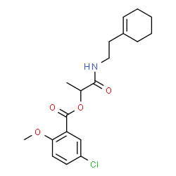 ChemSpider 2D Image | 1-{[2-(1-Cyclohexen-1-yl)ethyl]amino}-1-oxo-2-propanyl 5-chloro-2-methoxybenzoate | C19H24ClNO4