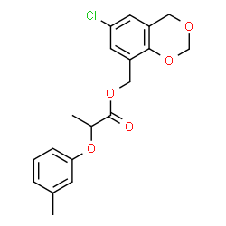 ChemSpider 2D Image | (6-Chloro-4H-1,3-benzodioxin-8-yl)methyl 2-(3-methylphenoxy)propanoate | C19H19ClO5