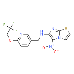 ChemSpider 2D Image | 5-Nitro-N-{[6-(2,2,2-trifluoroethoxy)-3-pyridinyl]methyl}imidazo[2,1-b][1,3]thiazol-6-amine | C13H10F3N5O3S