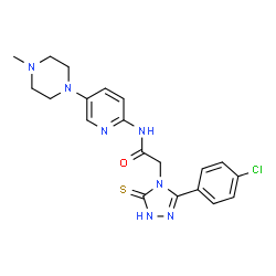 ChemSpider 2D Image | 2-[3-(4-Chlorophenyl)-5-thioxo-1,5-dihydro-4H-1,2,4-triazol-4-yl]-N-[5-(4-methyl-1-piperazinyl)-2-pyridinyl]acetamide | C20H22ClN7OS