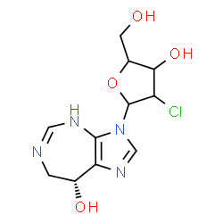 ChemSpider 2D Image | (8R)-3-(2-Chloro-2-deoxypentofuranosyl)-3,4,7,8-tetrahydroimidazo[4,5-d][1,3]diazepin-8-ol | C11H15ClN4O4