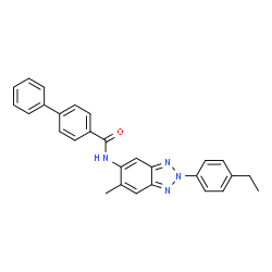 ChemSpider 2D Image | N-[2-(4-Ethylphenyl)-6-methyl-2H-benzotriazol-5-yl]-4-biphenylcarboxamide | C28H24N4O