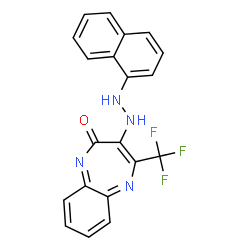 ChemSpider 2D Image | 3-[2-(1-Naphthyl)hydrazino]-4-(trifluoromethyl)-2H-1,5-benzodiazepin-2-one | C20H13F3N4O
