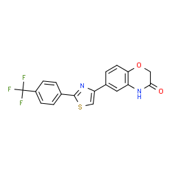 ChemSpider 2D Image | 6-{2-[4-(Trifluoromethyl)phenyl]-1,3-thiazol-4-yl}-2H-1,4-benzoxazin-3(4H)-one | C18H11F3N2O2S