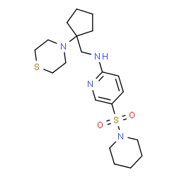 ChemSpider 2D Image | 5-(1-Piperidinylsulfonyl)-N-{[1-(4-thiomorpholinyl)cyclopentyl]methyl}-2-pyridinamine | C20H32N4O2S2