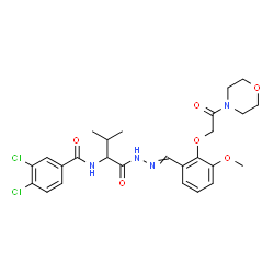 ChemSpider 2D Image | 3,4-Dichloro-N-[1-(2-{3-methoxy-2-[2-(4-morpholinyl)-2-oxoethoxy]benzylidene}hydrazino)-3-methyl-1-oxo-2-butanyl]benzamide | C26H30Cl2N4O6