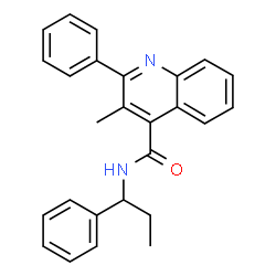ChemSpider 2D Image | 3-Methyl-2-phenyl-N-(1-phenylpropyl)-4-quinolinecarboxamide | C26H24N2O
