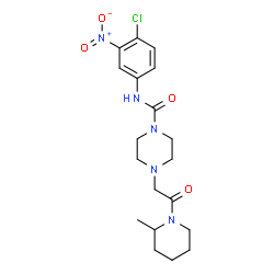 ChemSpider 2D Image | N-(4-Chloro-3-nitrophenyl)-4-[2-(2-methyl-1-piperidinyl)-2-oxoethyl]-1-piperazinecarboxamide | C19H26ClN5O4