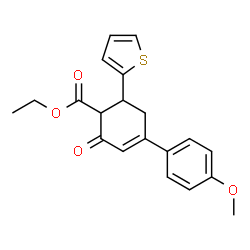 ChemSpider 2D Image | Ethyl 4-(4-methoxyphenyl)-2-oxo-6-(2-thienyl)-3-cyclohexene-1-carboxylate | C20H20O4S