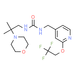 ChemSpider 2D Image | 1-[2-Methyl-2-(4-morpholinyl)propyl]-3-{[2-(2,2,2-trifluoroethoxy)-4-pyridinyl]methyl}urea | C17H25F3N4O3
