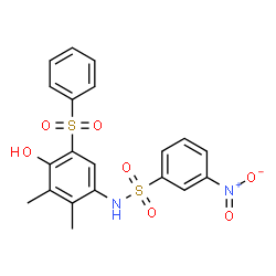ChemSpider 2D Image | N-[4-Hydroxy-2,3-dimethyl-5-(phenylsulfonyl)phenyl]-3-nitrobenzenesulfonamide | C20H18N2O7S2
