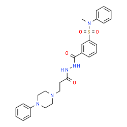 ChemSpider 2D Image | N-Methyl-N-phenyl-3-({2-[3-(4-phenyl-1-piperazinyl)propanoyl]hydrazino}carbonyl)benzenesulfonamide | C27H31N5O4S