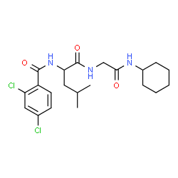 ChemSpider 2D Image | N-(2,4-Dichlorobenzoyl)leucyl-N-cyclohexylglycinamide | C21H29Cl2N3O3