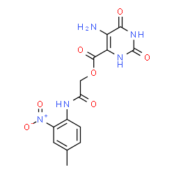 ChemSpider 2D Image | 2-[(4-Methyl-2-nitrophenyl)amino]-2-oxoethyl 5-amino-2,6-dioxo-1,2,3,6-tetrahydro-4-pyrimidinecarboxylate | C14H13N5O7