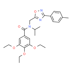ChemSpider 2D Image | 3,4,5-Triethoxy-N-isopropyl-N-{[3-(4-methylphenyl)-1,2,4-oxadiazol-5-yl]methyl}benzamide | C26H33N3O5