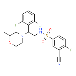 ChemSpider 2D Image | N-[2-(2-Chloro-6-fluorophenyl)-2-(2-methyl-4-morpholinyl)ethyl]-3-cyano-4-fluorobenzenesulfonamide | C20H20ClF2N3O3S