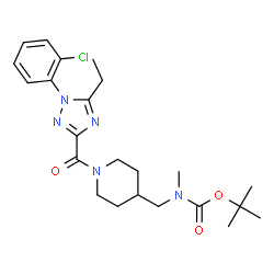 ChemSpider 2D Image | 2-Methyl-2-propanyl [(1-{[1-(2-chlorophenyl)-5-ethyl-1H-1,2,4-triazol-3-yl]carbonyl}-4-piperidinyl)methyl]methylcarbamate | C23H32ClN5O3
