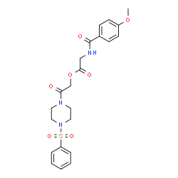 ChemSpider 2D Image | 2-Oxo-2-[4-(phenylsulfonyl)-1-piperazinyl]ethyl N-(4-methoxybenzoyl)glycinate | C22H25N3O7S