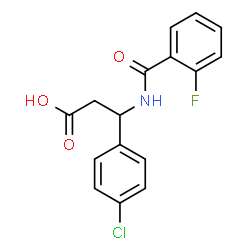 ChemSpider 2D Image | 3-(4-Chlorophenyl)-3-[(2-fluorobenzoyl)amino]propanoic acid | C16H13ClFNO3