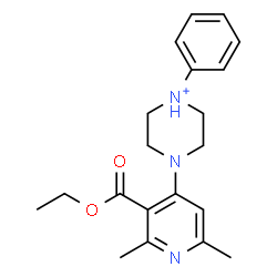 ChemSpider 2D Image | 4-[3-(Ethoxycarbonyl)-2,6-dimethyl-4-pyridinyl]-1-phenylpiperazin-1-ium | C20H26N3O2