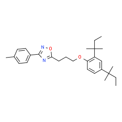 ChemSpider 2D Image | 5-{3-[2,4-Bis(2-methyl-2-butanyl)phenoxy]propyl}-3-(4-methylphenyl)-1,2,4-oxadiazole | C28H38N2O2