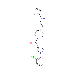ChemSpider 2D Image | 2-(4-{[1-(2,4-Dichlorophenyl)-1H-pyrazol-4-yl]carbonyl}-1-piperazinyl)-N-(5-methyl-1,2-oxazol-3-yl)acetamide | C20H20Cl2N6O3